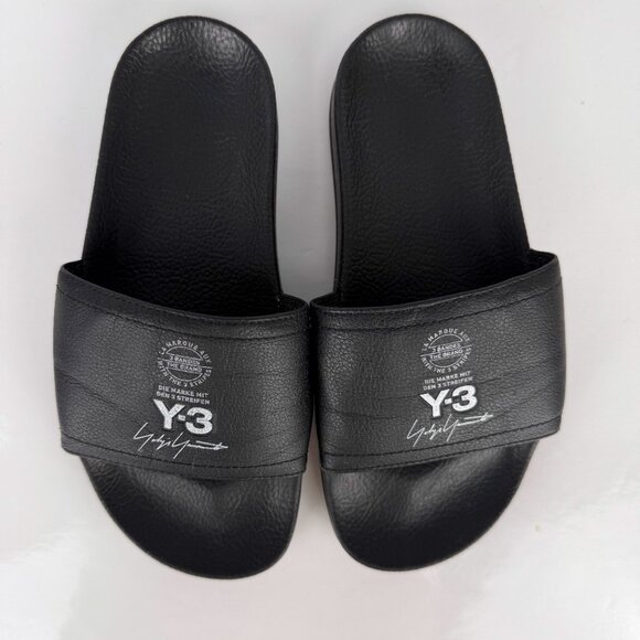 ADIDAS Adilette Y-3 Yohji Yamamoto Leather Black Slide Sandals 22.5cm Size 4 - Picture 3 of 9